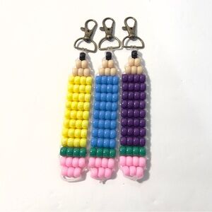 Handmade Pony Bead Pencil Keychain Bag Charm